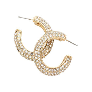 Gold Rhinestone Embellished Oval Hoop Evening Earrings, Beautifully crafted design adds a gorgeous glow to your special outfit. Rhinestone embellished oval earrings that fits your lifestyle on special occasions! Luminous rhinestone and sparkling glow give these stunning earrings an elegant look and make you stand out. Perfect accessory for adding just the right amount of shimmer and a touch of class to special events.
