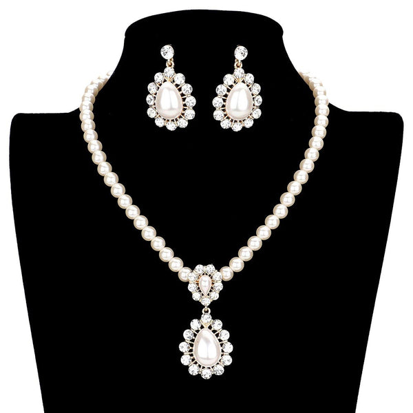 Gold Rhinestone Pave Floral Teardrop Pearl Beaded Collar Necklace, Wear together or separate according to your event with different outfits to add perfect luxe and class with incomparable beauty. Perfectly lightweight for all-day wear. coordinate with any ensemble from business casual to everyday wear. A wonderful gift for birthdays, anniversaries, Valentine’s Day, or any special occasion. Have a praiseworthy look.