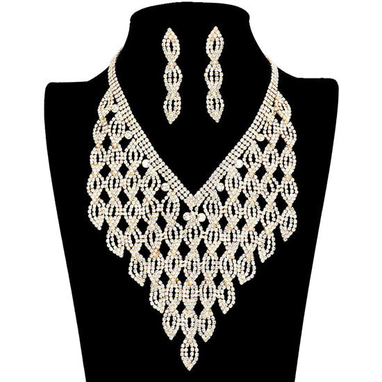 Gold Rhinestone Pave Statement Evening Necklace. Get ready with these rhinestone earrings, put on a pop of shine to complete your ensemble. Perfect for adding just the right amount of shimmer and a touch of class to special events. These classy earrings are perfect for Party, Wedding and Evening. Awesome gift for birthday, Anniversary, Valentine’s Day or any special occasion.