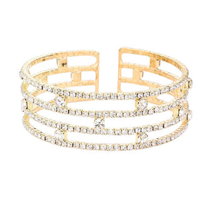 Gold Round Stone Accented Split Cuff Evening Bracelet, get ready with this round stone accented split cuff evening bracelet to receive the best compliments on any special occasion. It looks so pretty, bright, and elegant on any special occasion. Awesome gift for anniversaries, Valentine’s Day, or any special occasion.
