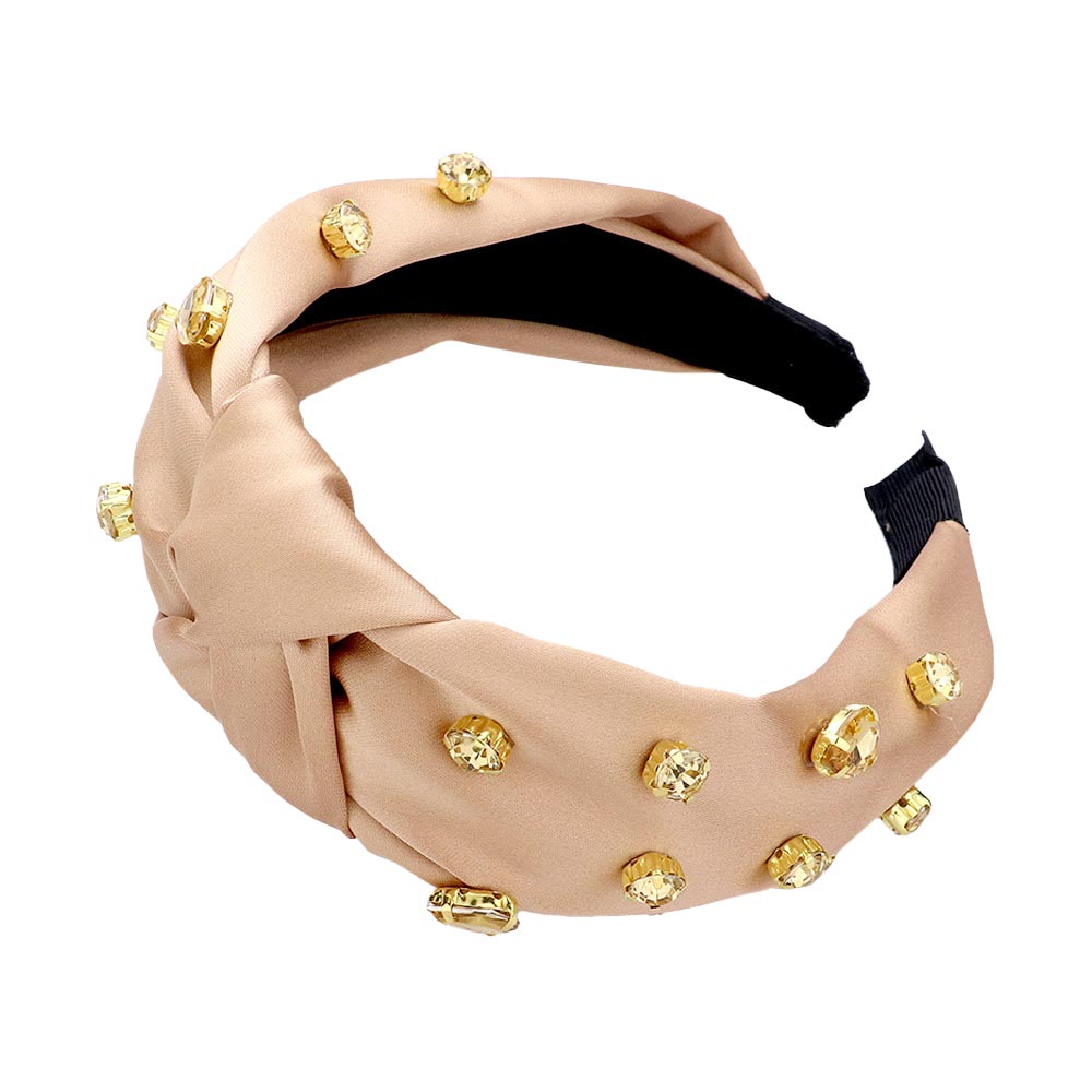 Gold Round Teardrop Stone Embellished Burnout Knot Headband, the combination of stone sewn on a knot headband will make you feel glamorous. Be ready to receive compliments. Be the ultimate trendsetter wearing this knot headband with all your stylish outfits! Exquisite enough to use on the wedding day.