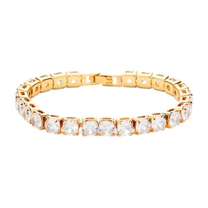 Gold Round Cz Thin Rhinestone Embellished Crystal Exquisite Style Bracelet, sparkle & shine, elegant coil bracelet, easy to put on, take off, comfortable to wear, just the right touch to set off LBD. Special Occasion, Date night, Prom, Evening, Party, Gift, Sweet 16, Quinceañera, Anniversary, Birthday, Perfect Gift for Her