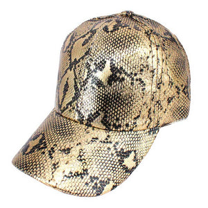 Gold Snake Skin Patterned Baseball Cap, show your trendy side with this snake skin patterned baseball cap Make You More Attractive And Charming Among The Crowd. Have fun and look Stylish. Great for covering up when you are having a bad hair day and still looking cool. Perfect for protecting you from the sun, rain, wind, snow on outdoor activities and You Protect Your Skin From Harmful Uv Rays And Keep Your Hair Away From Your Face And Eyes.