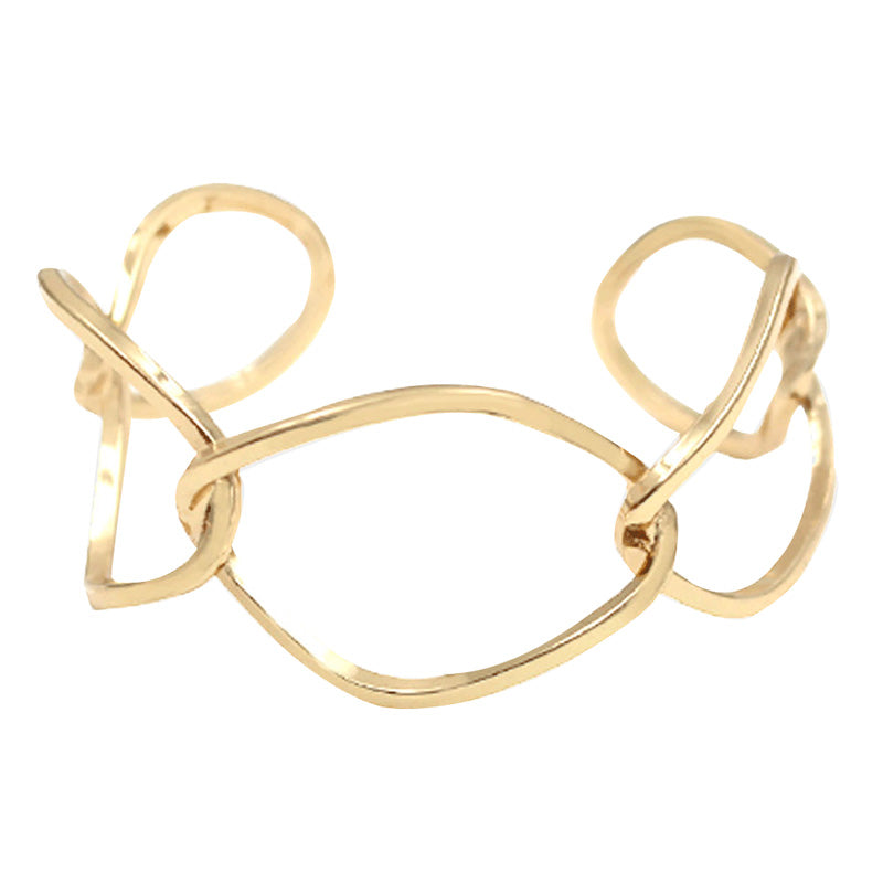Gold Solid Brass Open Metal Link Cuff Bracelet, Look like the ultimate fashionista with these Bracelets! Add something special to your outfit this Valentine! Special It will be your new favorite accessory. Perfect Birthday Gift, Mother's Day Gift, Anniversary Gift, Graduation Gift, Valentine's Day Gift, Thank you Gift.