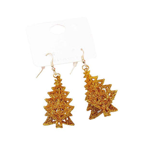 Gold Sparkle Christmas Tree Dangle Earrings, are you looking for some cute and fun earrings for Christmas? You'll love these sparkle Christmas Tree earrings. These cute Christmas earrings will complete your Christmas costumes. They will make the moments more beautiful and memorable! Sparkle Dangle earrings can be used for Christmas, New Year parties, and other joyous occasions. Awesome gift idea to give someone who loves the magic of Christmas.