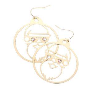 Gold Stone Embellished  Santa Claus Metal Round Dangle Earrings, get ready with these beautiful Santa Claus earrings to receive compliments at the Christmas party. Put on a pop of color to complete your ensemble that will enrich your beauty and show the perfect choice. Perfect for adding just the right amount of shimmer & shine and a touch of class to special events link Christmas.