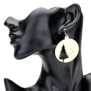 Gold Stone Embellished Brass Metal Cut Out Tree Christmas Ornament Dangle Earrings. Beautifully crafted design adds a gorgeous glow to any outfit. Jewelry that fits your lifestyle! Perfect Birthday Gift, Anniversary Gift, Mother's Day Gift, Anniversary Gift, Graduation Gift, Prom Jewelry, Just Because Gift, Thank you Gift.