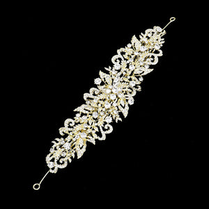 Gold Stone Embellished Flower Cluster Bun Wrap Headpiece. Perfect for adding just the right amount of shimmer & shine, will add a touch of class, beauty and style to your wedding, prom, special events, embellished glass to keep your hair sparkling all day & all night long.Perfect for daily wear or special occasion such as dancing party, festival, ceremony, evening dinner, photography, seaside beach etc.