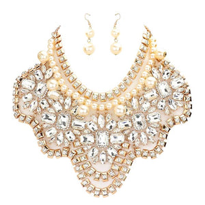 Gold Stone Embellished Statement Necklace, get ready with these jewelry sets to receive beautiful compliments on special occasions. Put on a pop of shine to complete your ensemble in gorgeous style. This stunning stone embellished jewelry set will sparkle all night long making you shine like a diamond and drag everyone's attention to your glowing beauty. Perfect for adding just the right amount of shimmer and a touch of class to special events.