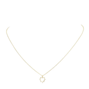 Gold Stone Trim Brass Metal Open Heart Pendant Necklace, Get ready with these Pendant Necklace, put on a pop of color to complete your ensemble. Perfect for adding just the right amount of shimmer & shine and a touch of class to special events. Perfect Birthday Gift, Anniversary Gift, Mother's Day Gift, Valentine's Day Gift.