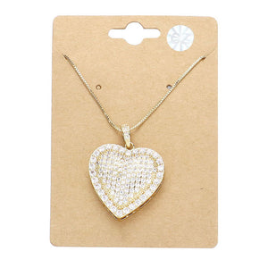 Gold Stylish Cubic Zirconia CZ Heart Pendant Necklace. Beautifully crafted design adds a gorgeous glow to any outfit. Jewelry that fits your lifestyle! Perfect Birthday Gift, Anniversary Gift, Mother's Day Gift, Anniversary Gift, Graduation Gift, Prom Jewelry, Just Because Gift, Thank you Gift.