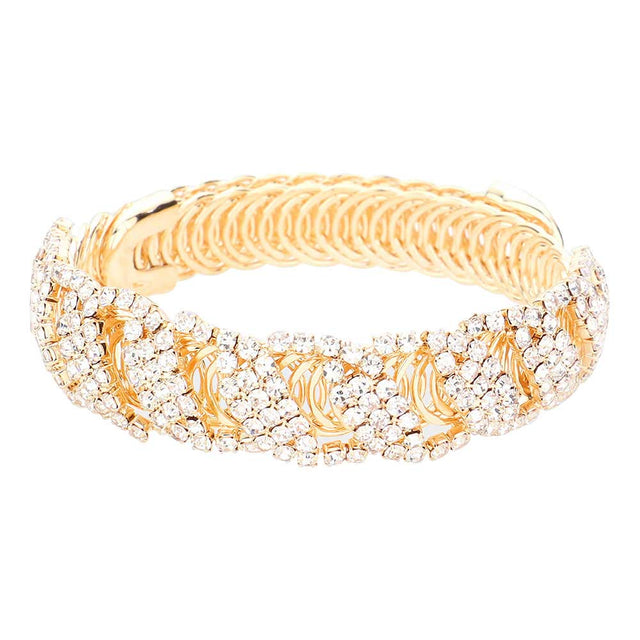 Gold Trendy CZ Stone Pave Evening Bracelet. These gorgeous stone pieces will show your class in any special occasion. The elegance of these stone goes unmatched, great for wearing at a party! Perfect jewelry to enhance your look. Awesome gift for birthday, Anniversary, Valentine’s Day or any special occasion.