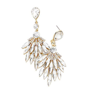 Gold Trendy Marquise Stone Cluster Evening Earrings, Look like the ultimate fashionista with these stunning evening Earrings! Add something special to your outfit! Ideal for parties, weddings, graduation, prom, holidays, pair these studs back earrings with any ensemble for a polished look. These earrings pair perfectly with any ensemble from business casual, to night out on the town or a black-tie party.