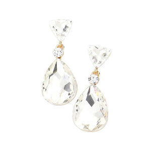 Gold Triangle Round Teardrop Stone Link Dangle Evening Earrings, get into the groove with our gorgeous earrings, add a pop of color to your ensemble, just the right amount of shimmer & shine, touch of class, beauty and style to any special events. Birthday Gift, Anniversary Gift, Mother's Day Gift, Graduation Gift.