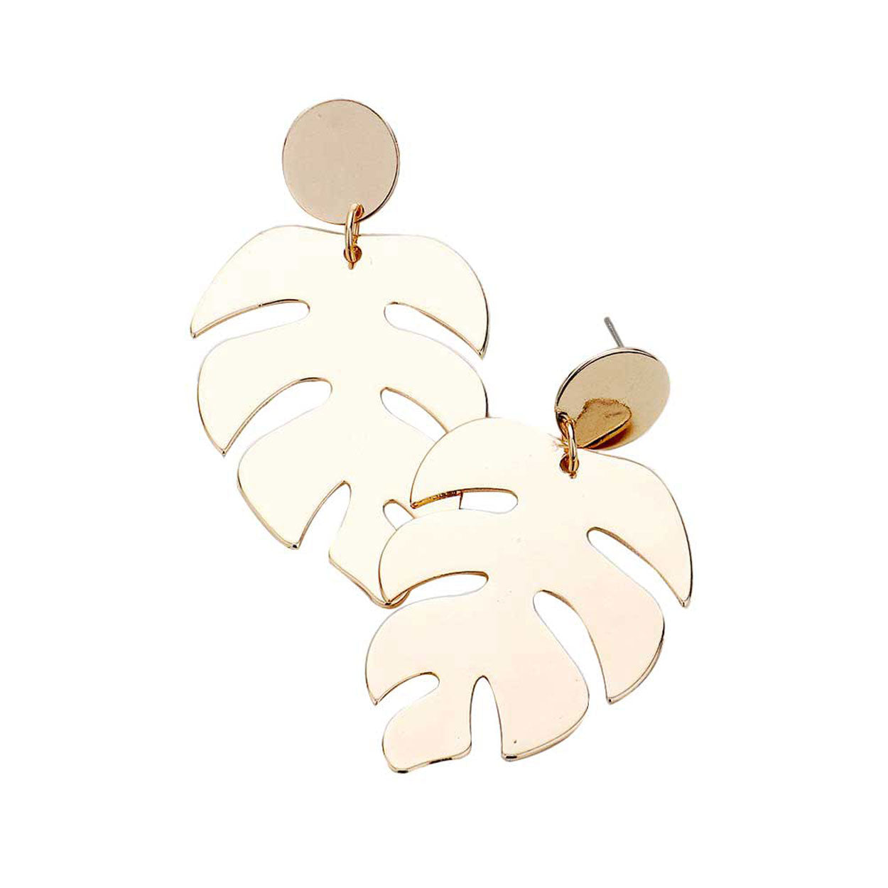 Gold Tropical Leave Metal Earrings. The perfect assortment of beautiful earrings, pair these glitzy studs with any ensemble for a polished & sophisticated look. Beautifully crafted design adds a gorgeous glow to any outfit.  Ideal for dates, Birthday Gift, Anniversary Gift, Mother's Day Gift, Graduation Gift, Just Because Gift, Thank you Gift.