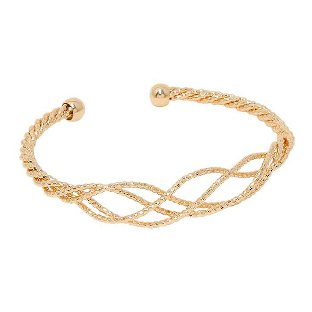 Gold Twisted Metal Cuff Bracelet.  Get ready with these fashionista Bracelet, put on a pop of color to complete your ensemble, wear with your favourite tops & dresses all year round! This piece is versatile and goes with practically anything! This inspirational bracelet makes a great gift for Birthday, Mother's Day Gift, Just Because, Thank you!