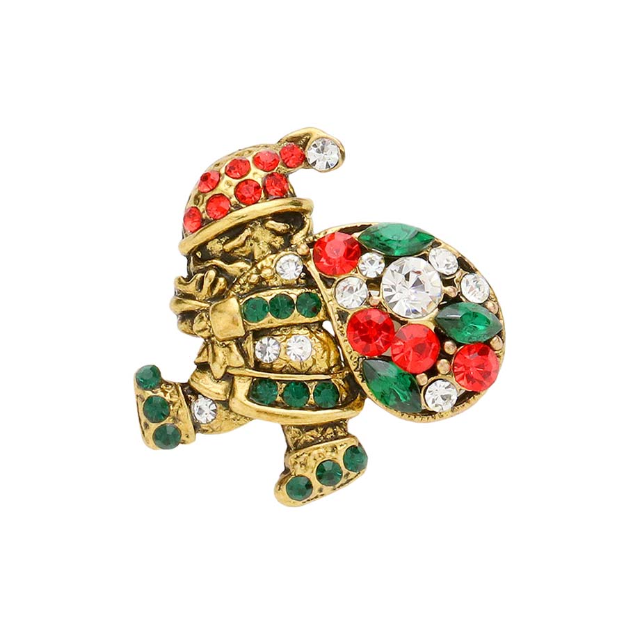 Gold Vintage Crystal Santa Claus Pin Brooch, A beautiful addition to your Christmas attire to make you stand out with confidence at a Christmas party. Nicely crafted designed jewelry that fits your lifestyle with seasonal perfection. These Crystal Santa Claus Brooches are just the thing that you need to complete your costume and make you more comfortable & confident!