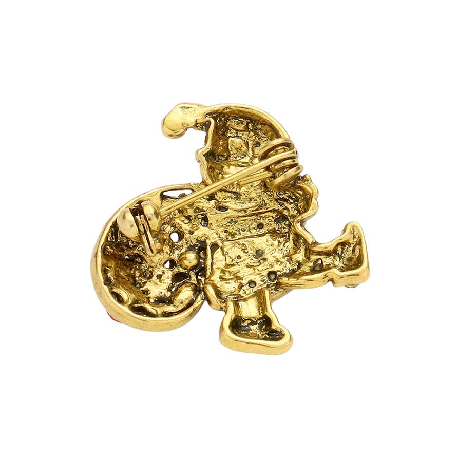 Gold Vintage Crystal Santa Claus Pin Brooch, A beautiful addition to your Christmas attire to make you stand out with confidence at a Christmas party. Nicely crafted designed jewelry that fits your lifestyle with seasonal perfection. These Crystal Santa Claus Brooches are just the thing that you need to complete your costume and make you more comfortable & confident!