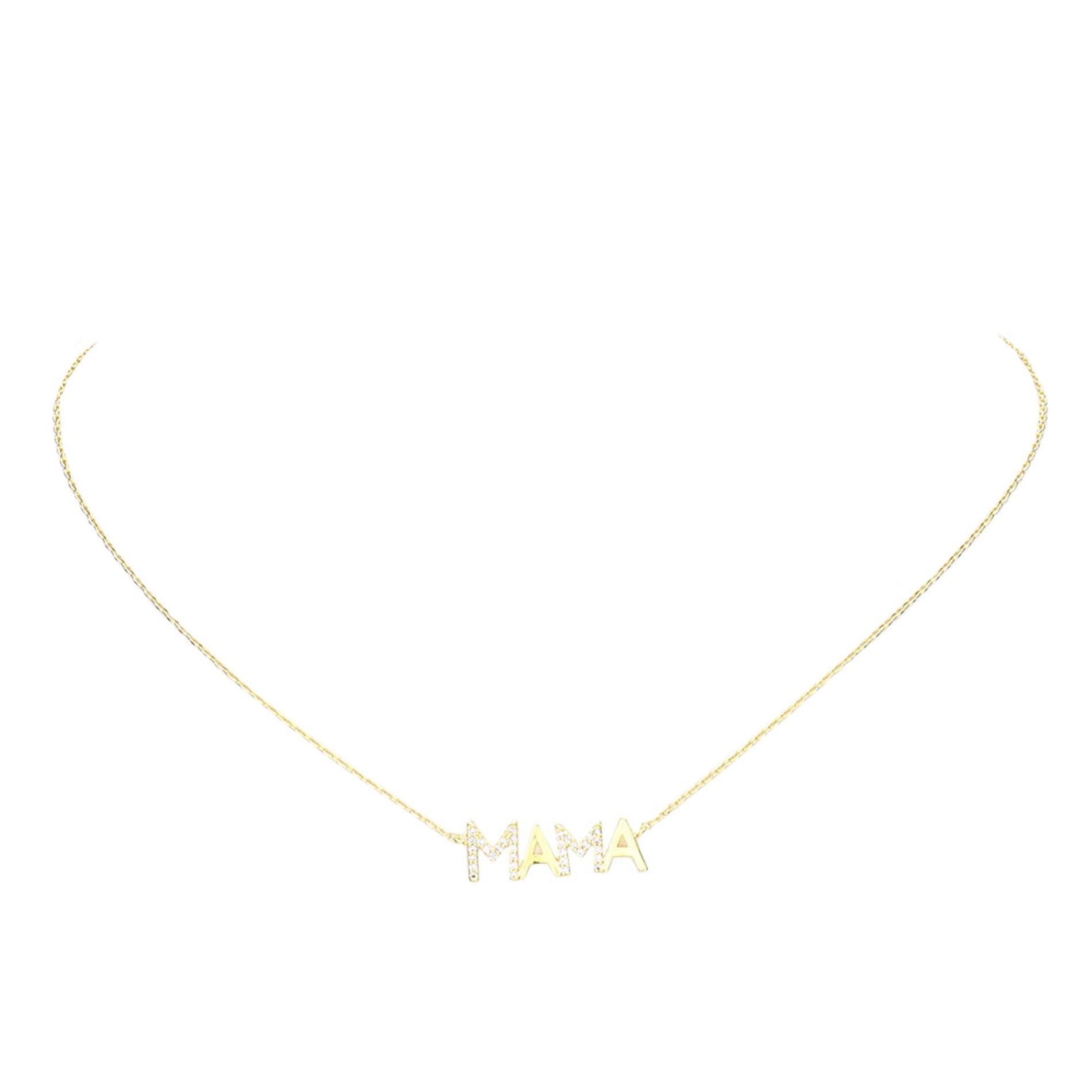 14k White Gold Mama Necklace (Large Letters) – BYCHARI