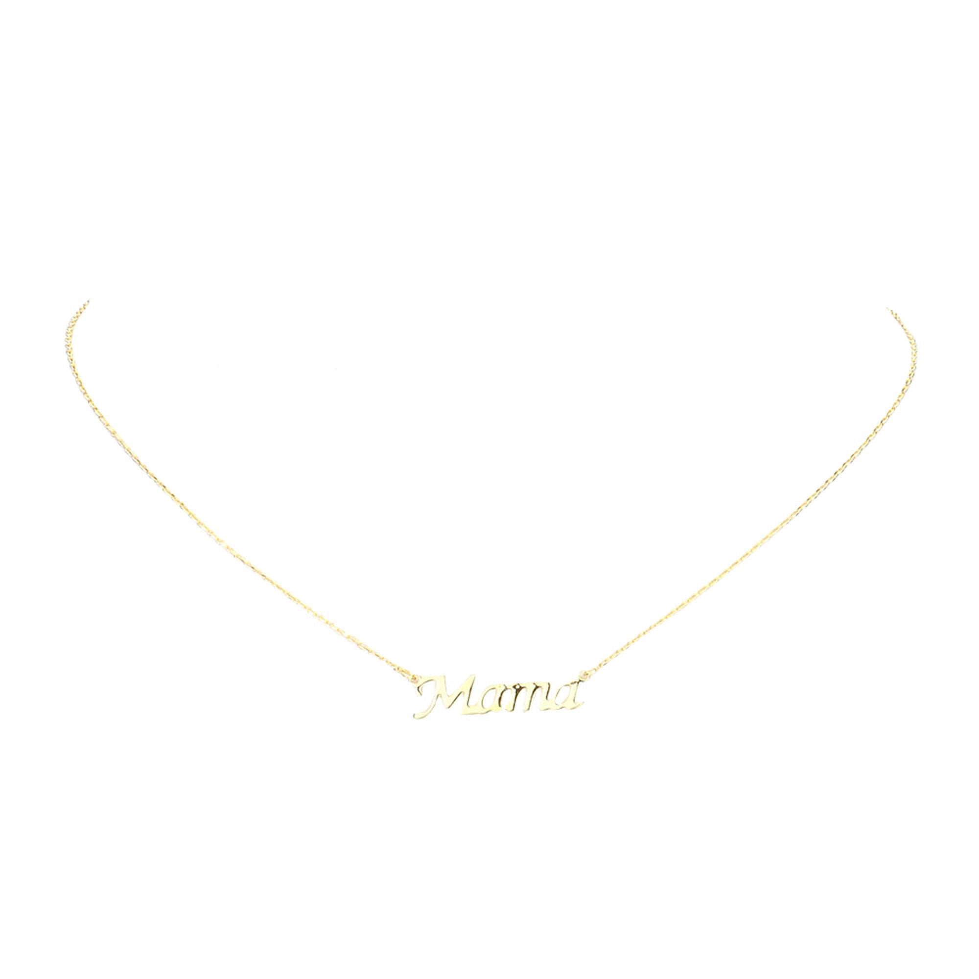 Gold White Gold Dipped Mama Metal Message Pendant Necklace. Make a statement with these Mama message necklaces, very easy to put on, take off and so comfortable for daily wear. Pair these with tee and jeans and you are good to go. It will be your new favorite go-to accessory. Perfect Birthday gift, friendship day, Mother's Day, Graduation Gift.