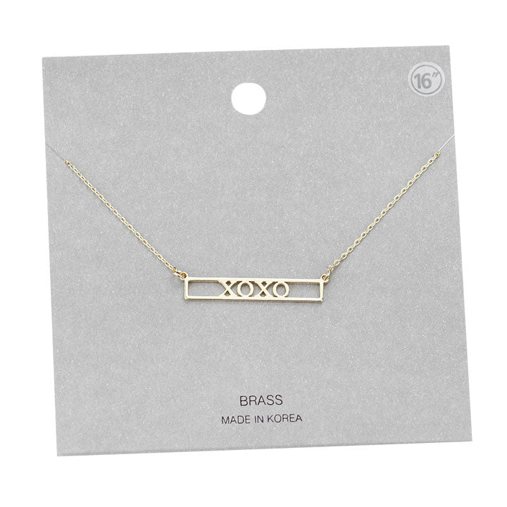 Gold Xoxo Brass Metal Pendant Necklace. Beautifully crafted design adds a gorgeous glow to any outfit. Jewelry that fits your lifestyle! Perfect Birthday Gift, Anniversary Gift, Mother's Day Gift, Graduation Gift, Prom Jewelry, Just Because Gift, Thank you Gift, Valentine's Day Gift.