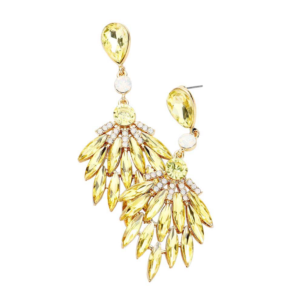 Gold Yellow Trendy Marquise Stone Cluster Evening Earrings, Look like the ultimate fashionista with these stunning evening Earrings! Add something special to your outfit! Ideal for parties, weddings, graduation, prom, holidays, pair these studs back earrings with any ensemble for a polished look. These earrings pair perfectly with any ensemble from business casual, to night out on the town or a black-tie party.