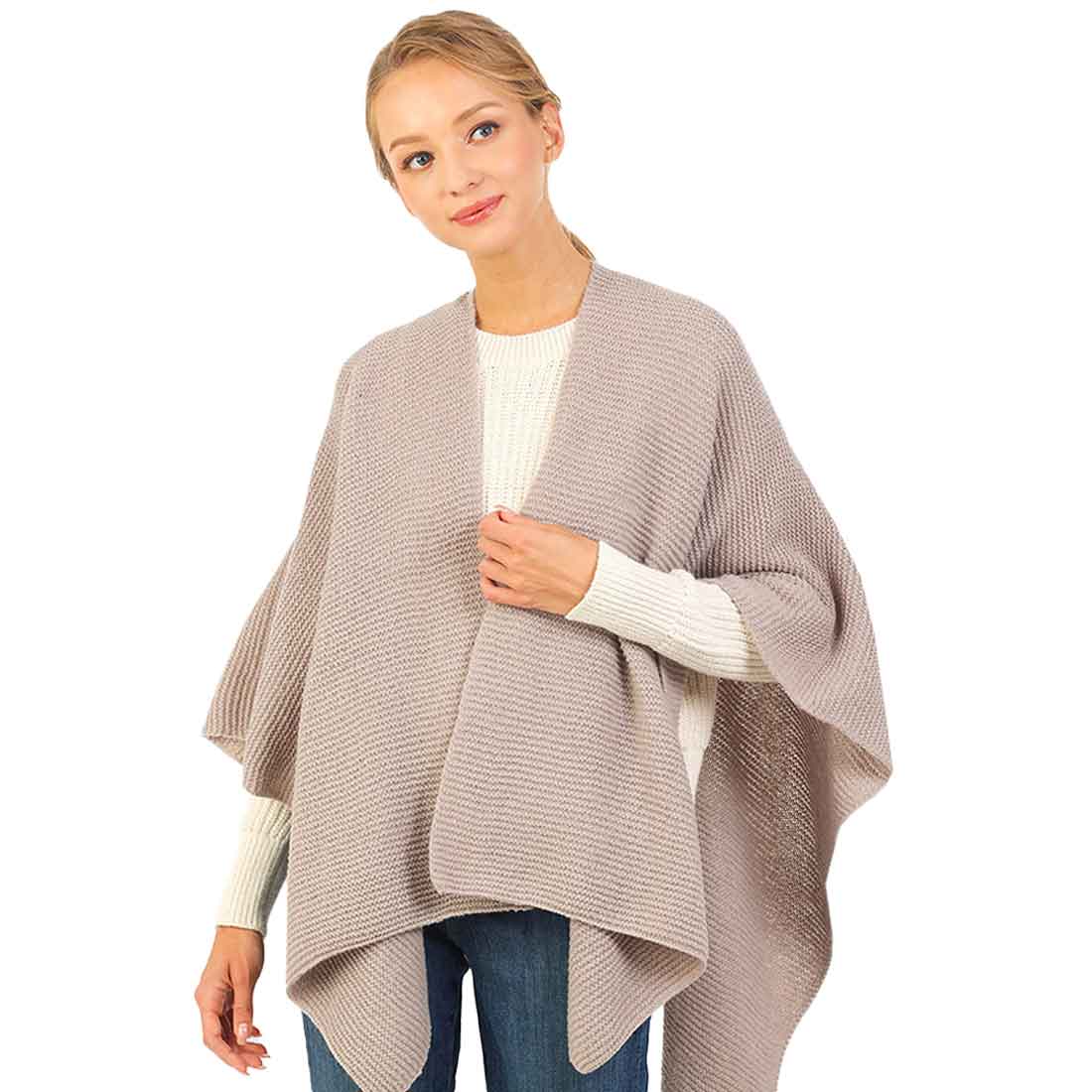 Gray  Solid Knitted Basic Cape, is beautifully designed with solid color that amps up your beauty to a greater extent. It enriches your attire with perfect combination. Breathable Fabric, comfortable to wear, and very easy to put on and off. Suitable for Weekend, Work, Holiday, Beach, Party, Club, Night, Evening, Date, Casual and Other Occasions in Spring, Summer and Autumn. Perfect Gift for Wife, Mom, Birthday, Holiday, Anniversary, Fun Night Out.