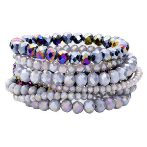 Gray 9PCS Faceted Bead Stretch Bracelets, a timeless treasure, coordinate this 9 pieces Beaded  bracelet with any ensemble from business casual to everyday wear. Beautiful faceted Beads which are a perfect way to add pop of color and accent your style. Adds a touch of nature-inspired beauty to your look. Make your close one feel special by giving this faceted bracelet as a gift and expressing your love for your loved one on special day.