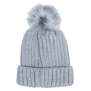 Gray Ada Soft Cozy Cable Knit Pom Pom Beanie Hat Warm Knit Pom Pom Hat Winter Hat, before running out the door into the cool air, you’ll want to reach for this toasty beanie to keep you incredibly warm. Accessorize the fun way with this faux fur pom pom hat, it's the autumnal touch you need to finish your outfit in style. Awesome winter gift accessory!