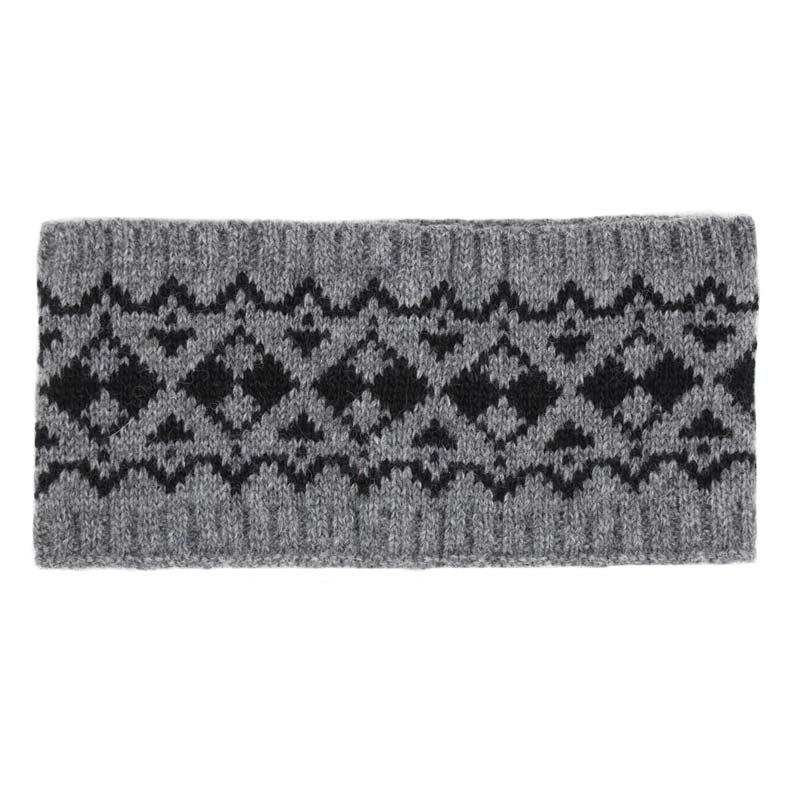 Gray Aztec Pattern Ear Warmer Headband, Ear Warmer Headband with a beautiful Aztec Pattern can be worn centered or to the side for your comfort. It will shield your ears from cold winter weather ensuring all-day comfort and warmth. The headband is soft, comfortable, and warm adding a touch of classy style to your look. Show off your trendsetting style when you wear this ear warmer and be protected in the cold winter winds. Stay trendy and cozy.