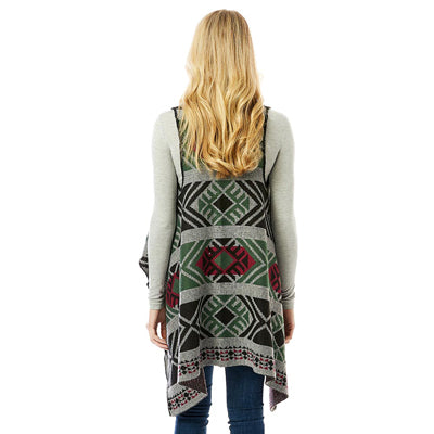 Gray Aztec Pattern Vest With Button, soft feel and comfortable and the absolutely beautiful vest for boosting up your gorgeousness and confidence with comfort. It will warm you up without all the weight and keeps you looking stylish! Great for traveling, layering is best so you can take off or put on easily. It is nice to feel stylish while being comfortable. You can throw it on over so many pieces elevating any casual outfit!