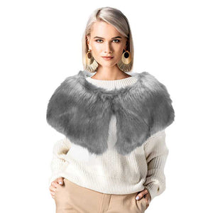 Gray Faux Fur Cape Scarf, amps up your look with this soft, highly versatile faux fur cape scarf. It gives a lot of options to dress up your attire. It goes well with any outfit from jeans and a tee to work trousers and a sweater. Feel comfortable and stylish at any place, any time.  Soft, comfy, trendy, and beautiful that can keep you perfectly warm and gorgeous at the same time. A beautiful wardrobe staple.