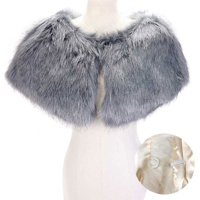 Gray Faux Fur Cape Scarf, amps up your look with this soft, highly versatile faux fur cape scarf. It gives a lot of options to dress up your attire. It goes well with any outfit from jeans and a tee to work trousers and a sweater. Feel comfortable and stylish at any place, any time.  Soft, comfy, trendy, and beautiful that can keep you perfectly warm and gorgeous at the same time. A beautiful wardrobe staple.