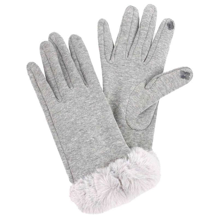 Gray Faux Fur Wrist Smart Gloves, This attractive colored pair of gloves keeps you perfectly warm this winter outdoor and in the cool air. It's a smart and fashionable accessory that completes your winter outfit and reveals your smartness. You can use your electronic devices with ease with these warm and cozy gloves. Its beautiful color variety gives you a cool and cute outlook anywhere. A perfect gift for the season to the persons you care. Enjoy the winter!