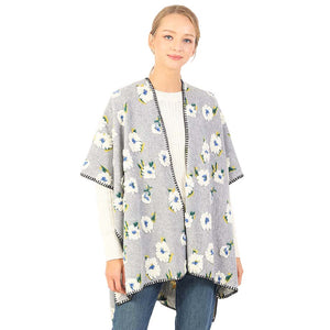 Gray Floral Pattern Wool Blended Winter Kimono, is the ultimate choice to show your trendy side off and make your outlook more beautiful. The floral pattern kimono is designed beautifully to enrich your attire. Lightweight and Breathable Fabric. Comfortable to Wear and very easy to put on and off. Suitable for Weekend, Work, Holiday, Beach, Party, Club, Night, Evening, Date, Casual and Other Occasions in Spring, Summer, and Autumn. Perfect Gift for Wife, Mom, Birthday, Holiday, Anniversary, Fun Night Out.