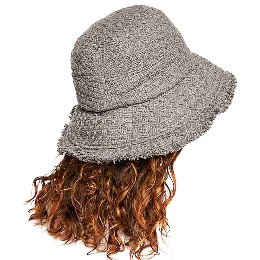 Gray Frayed Edge Woven Bucket Hat Winter Bucket Hat beautiful, timeless & classic bucket hat looks cool & elegant. Perfect for that bad hair day, rainy day or just casual everyday wear, pairs superbly well with any ensemble; Perfect Gift Birthday, Holiday, Christmas, Anniversary, Valentine's Day, Loved One