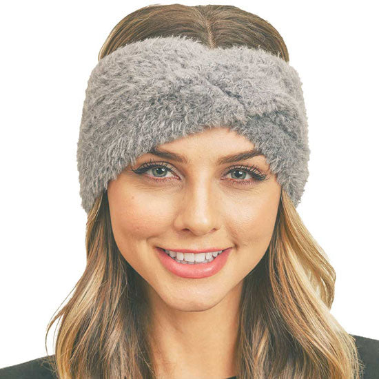 Gray Fuzzy Twisted Headband. Create a natural look while perfectly matching your color with the easy to use Fuzzy Twisted Headband. Adds a super neat and trendy twist to any boring style. Be the ultimate trendsetter wearing this chic headband with all your stylish outfits! Perfect for everyday wear; special occasions, outdoor festivals and more. 