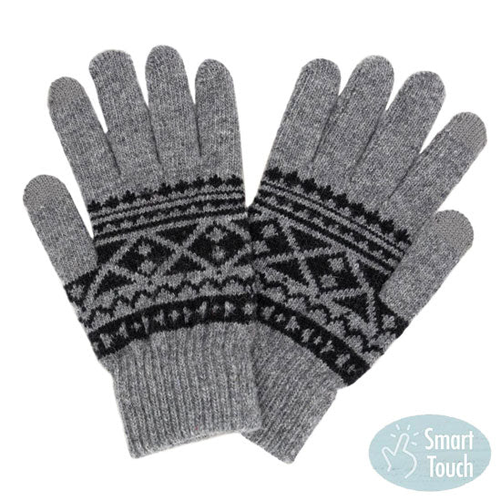 Burgundy Knit Aztec Smart Gloves, ensure you keep warm and toasty in a fashionable way in winter and on cold days. Perfect to complete your trendy outfit. It's perfect to use your electronic devices and touchscreens with ease while keeping your fingers covered, and swiping away! A pair of these gloves are a cool gift this winter for your family, friends, anyone you love, and even yourself. Enjoy the winter in a cool way!