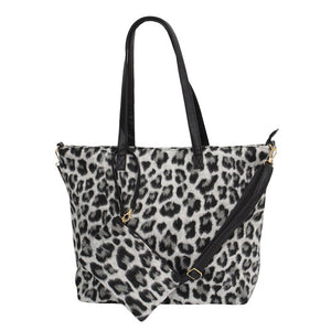 Gray Leopard Weekend Tote Bag With Pouch, comes with a cute and matching wallet. It enriches your gorgeousness and looks stylish. These Leopard themed bag Versatile enough for wearing straight through the week. perfectly lightweight to carry around all day. The best way to carry all of your necessary things altogether. Perfect Birthday Gift, Anniversary Gift, Mother's Day Gift, Graduation Gift, Valentine's Day Gift. Stay trendy with this awesome tote bag.
