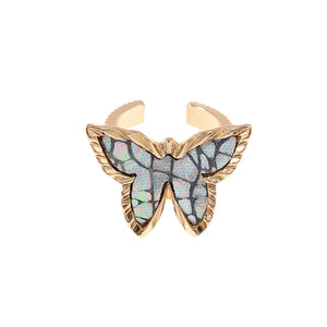 Gray Patterned Butterfly Ring, this butterfly ring will remind you that you can achieve what you set out to do. Butterfly represents transformation and new beginnings. If you are drawn to classy and refined styles, this exquisite detailed ring is the best match for you. Jewelry that fits your lifestyle! This butterfly ring is a great gift for a bugs insects admirer. Perfect Birthday Gift, Anniversary Gift, Mother's Day Gift, Valentine's Gift, Graduation Gift, Just Because Gift, Thank you Gift.