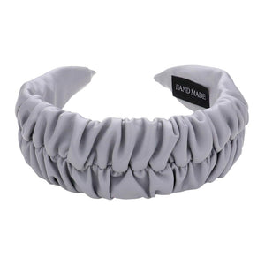 Gray Pleated Solid Faux Leather Headband, create a natural & beautiful look while perfectly matching your color with the easy-to-use pleated solid faux leather headband. Add a super neat and trendy knot to any boring style. Perfect for everyday wear, special occasions, outdoor festivals, and more.