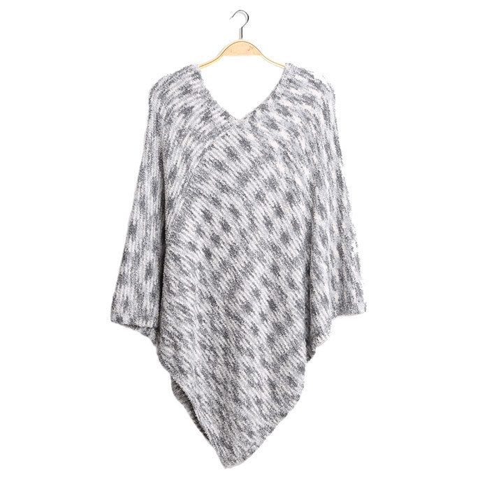 Gray Mixed Printed Soft Poncho, the perfect accessory, luxurious, trendy, super soft chic capelet, keeps you warm and toasty. You can throw it on over so many pieces elevating any casual outfit! Perfect Gift for Wife, Mom, Birthday, Holiday, Christmas, Anniversary, Fun Night Out