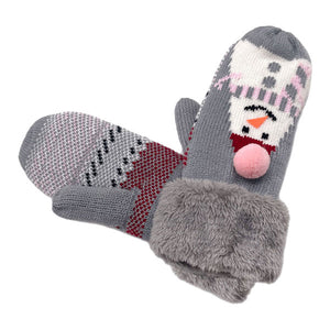 Gray Snowman Printed Faux Fur Mitten Gloves reach for these toasty mittens to keep warm & cozy. Accessorize the fun way with these gloves, Perfect December Birthday Gift, Christmas Gift, Regalo Navidad, Regalo Cumpleanos, Stocking Stuffer, Secret Santa, Holiday Parties, Intercambio de Regalos, White Elephant Gift