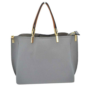 Gray Simpler Times Bucket Crossbody Bags For Women. A great everyday casual shoulder bag composed of Faux leather. A simple design with subtle gold hardware details on the closure.  Magnetic snap closure for an inner zipper pouch opening spacious to hold your phone, wallet, and other essentials securely.