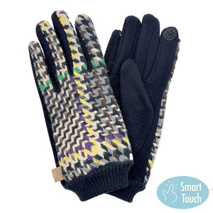 Gray Smart Touch Winter Houndstooth Patterned Smart Gloves. Before running out the door into the cool air, you’ll want to reach for these toasty gloves to keep your hands incredibly warm. Accessorize the fun way with these gloves, it's the autumnal touch you need to finish your outfit in style. Awesome winter gift accessory