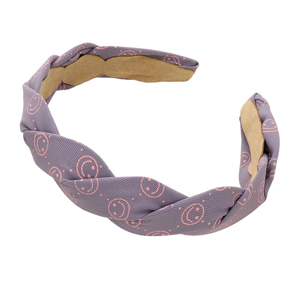 Gray Smile Patterned Braided Headband, create a natural & beautiful look while perfectly matching your color with the easy-to-use smile patterned braided headband. Perfect for everyday wear, special occasions, outdoor festivals, and more. Awesome gift idea for your loved one or yourself.