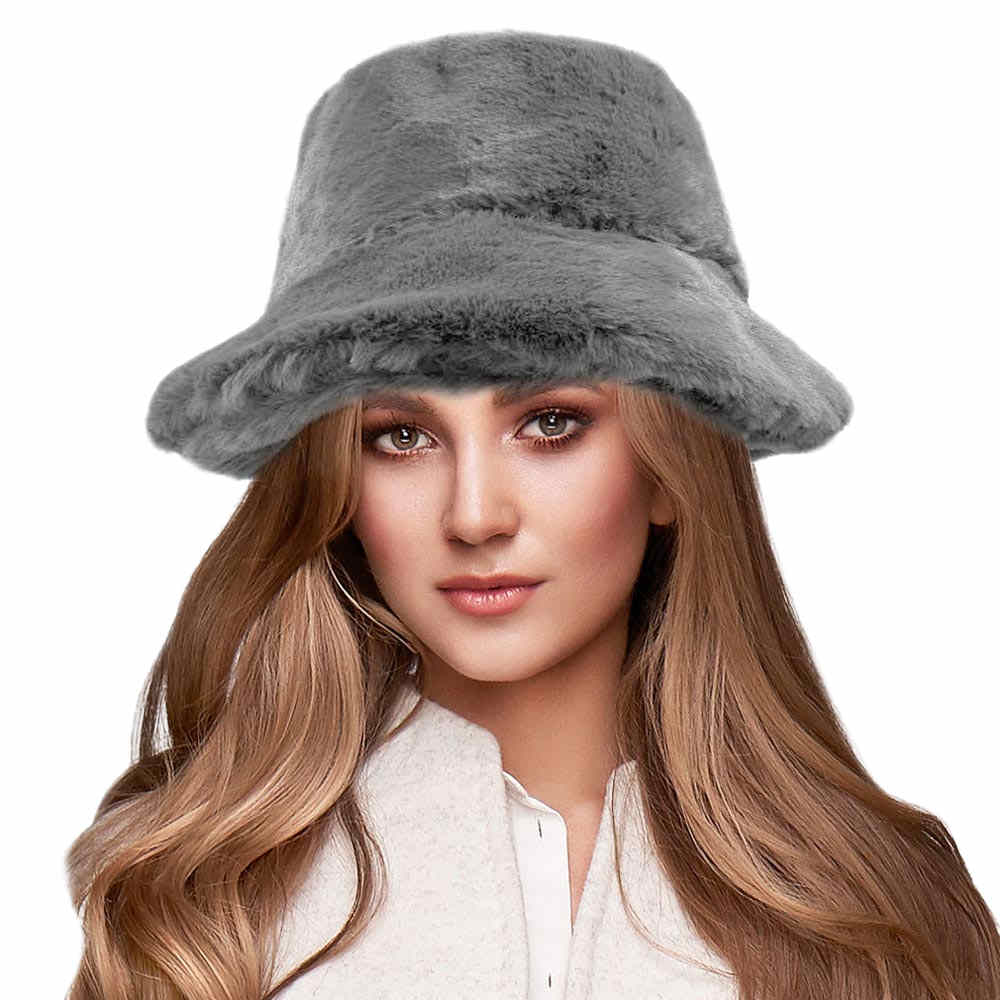 Burgundy Soft Faux Fur Bucket Hat, stay warm and cozy, protect yourself from the cold, this most recognizable look with remarkable bold, soft & chic bucket hat, features a rounded design with a short brim. The hat is foldable, great for daytime. Perfect Gift for cold weather; Black, Brown, Burgundy; 100% Acrylic;