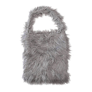 Gray Solid Color Faux Fur Fringe Shoulder Bag. Look like the ultimate fashionista carrying this small quilted bag! It will be your new favorite accessory. Easy to carry specially lightweight ideal for a night out on the town. Perfect Gift for Birthday, Holiday, Christmas, New Years, Anniversary, Valentine's day.