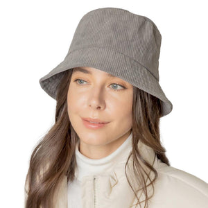 Gray Solid Corduroy Bucket Hat, show your trendy side with this floral corduroy bucket hat. Adds a great accent to your wardrobe, This elegant, timeless & classic Bucket Hat looks fashionable. Perfect for that bad hair day, or simply casual everyday wear;  Accessorize the fun way with this solid Corduroy bucket hat. It's the autumnal touch you need to finish your outfit in style. Awesome winter gift accessory.