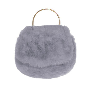 Gray Solid Faux Fur Tote Crossbody Bag. This high quality Tote Crossbody Bag is both unique and stylish. Suitable for money, credit cards, keys or coins and many more things, light and gorgeous. perfectly lightweight to carry around all day. Look like the ultimate fashionista carrying this trendy faux fur Tote Crossbody Bag! Perfect Birthday Gift, Anniversary Gift, Mother's Day Gift, Graduation Gift, Valentine's Day Gift.